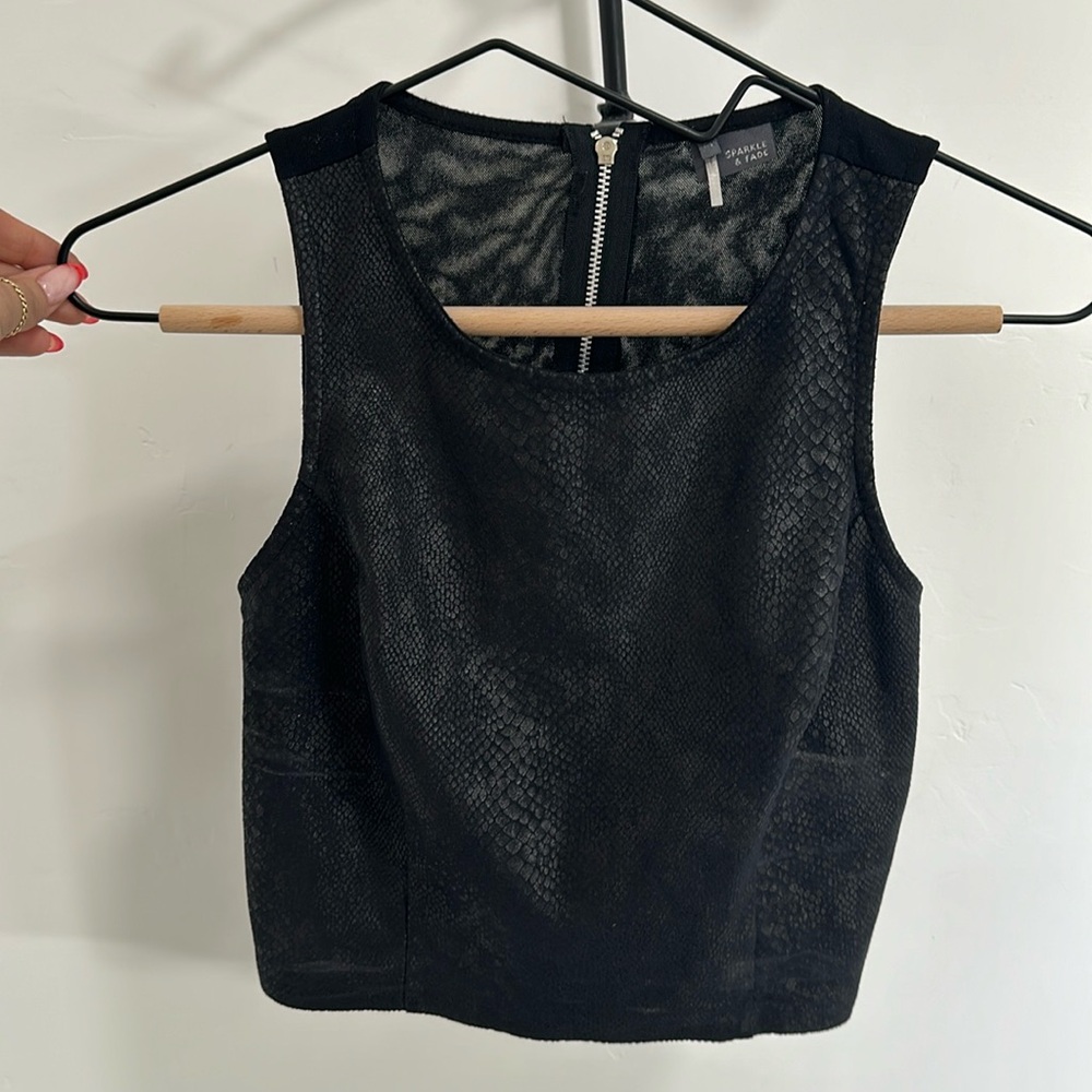 Sparkle and Fade Black Snake Crop
